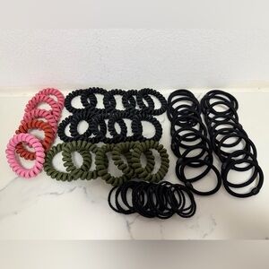 Stylish Black Green and Pink Hair Ties Set